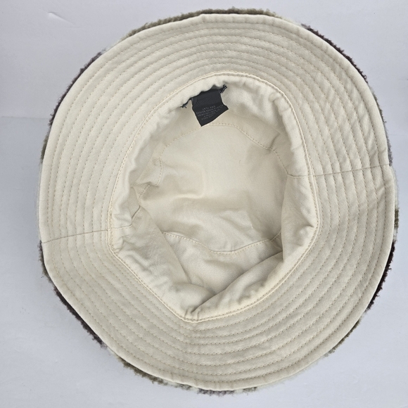 STEVE MADDEN Fuzzy Plaid Bucket Hat Y2K 90s Vibes Cream Brown Womens One Size - Picture 6 of 9
